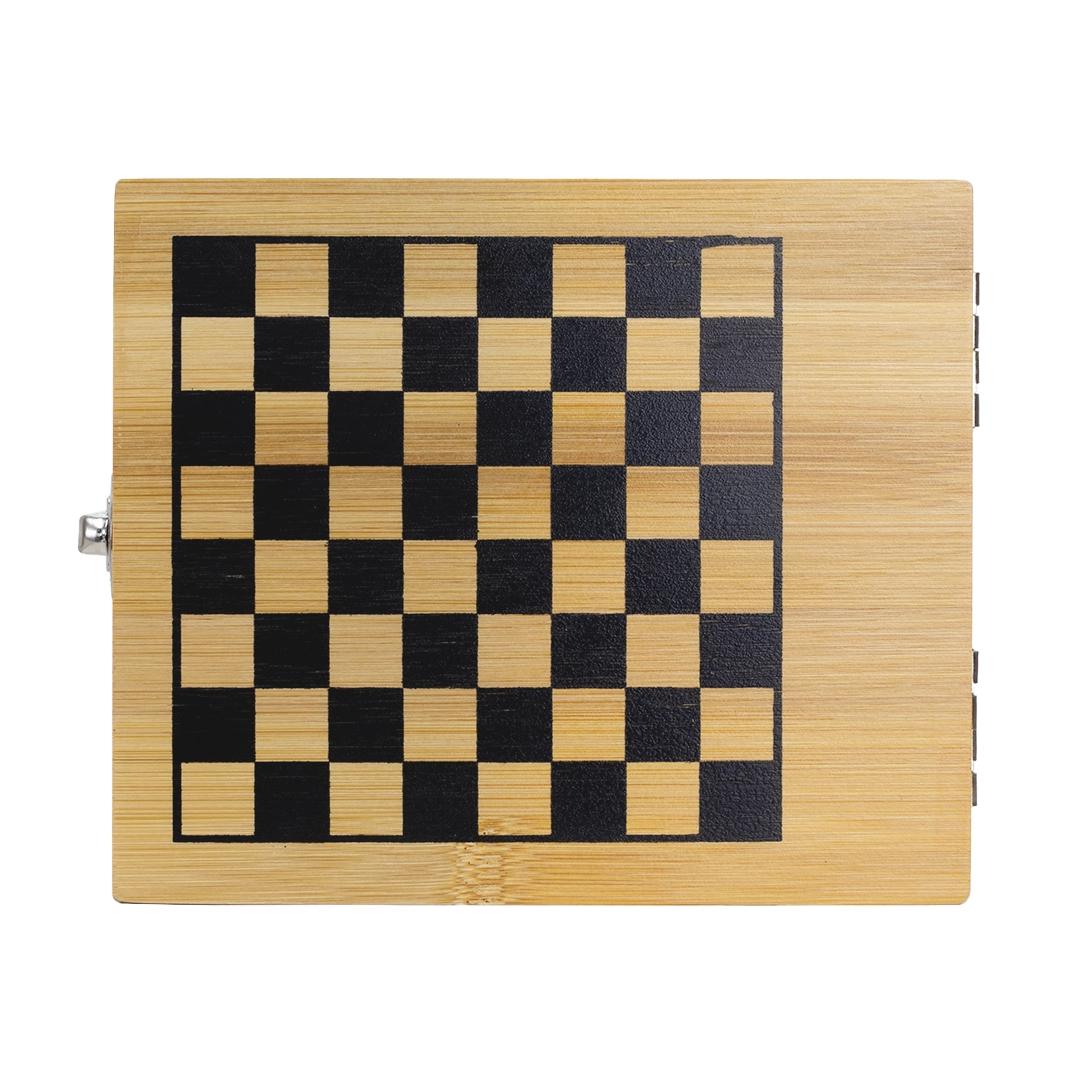 4 piece wine set wit chess set Wood miniatura 4