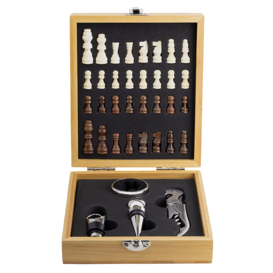Set de vino y juego de ajedrez Chess Madera miniatura 2