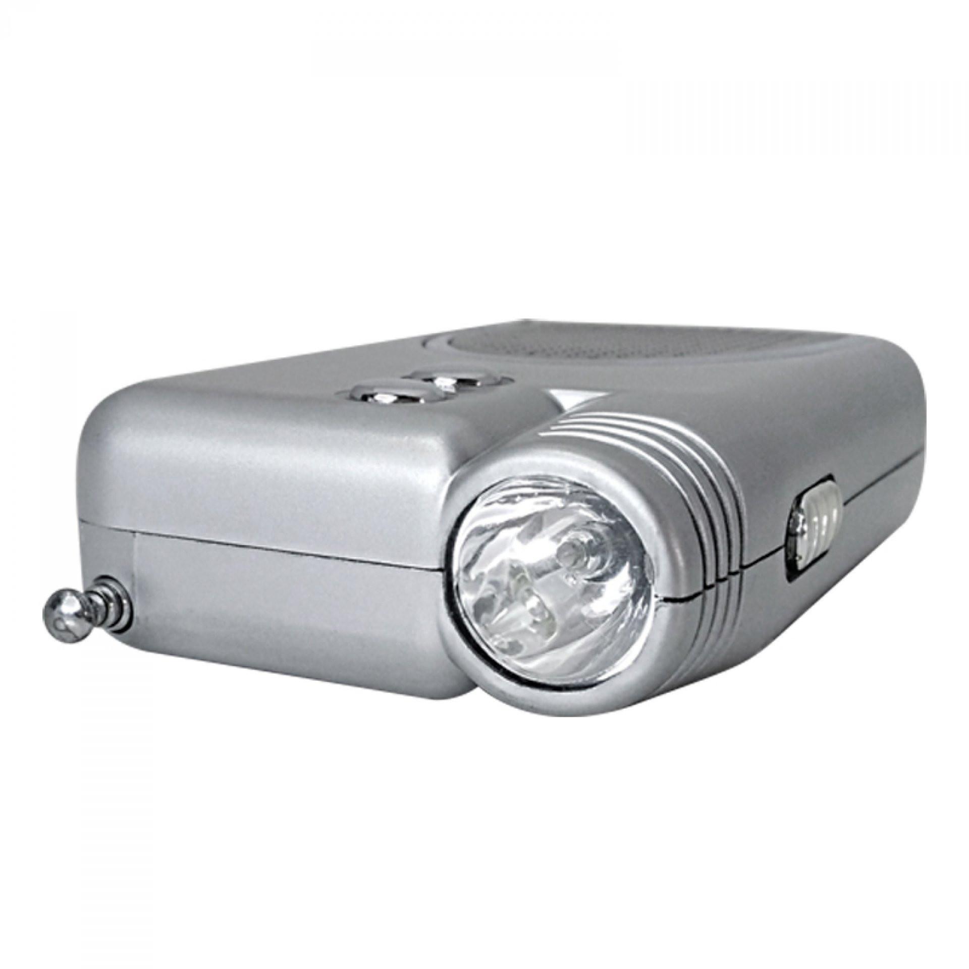 Radio linterna bolsillo PLATA front