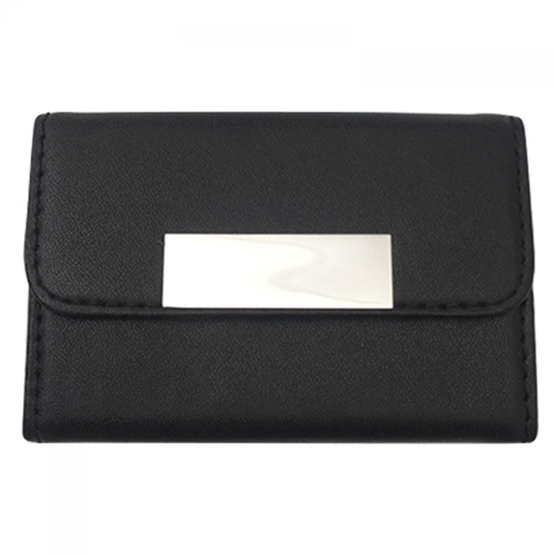 Porta tarjetas en cuero NEGRO front