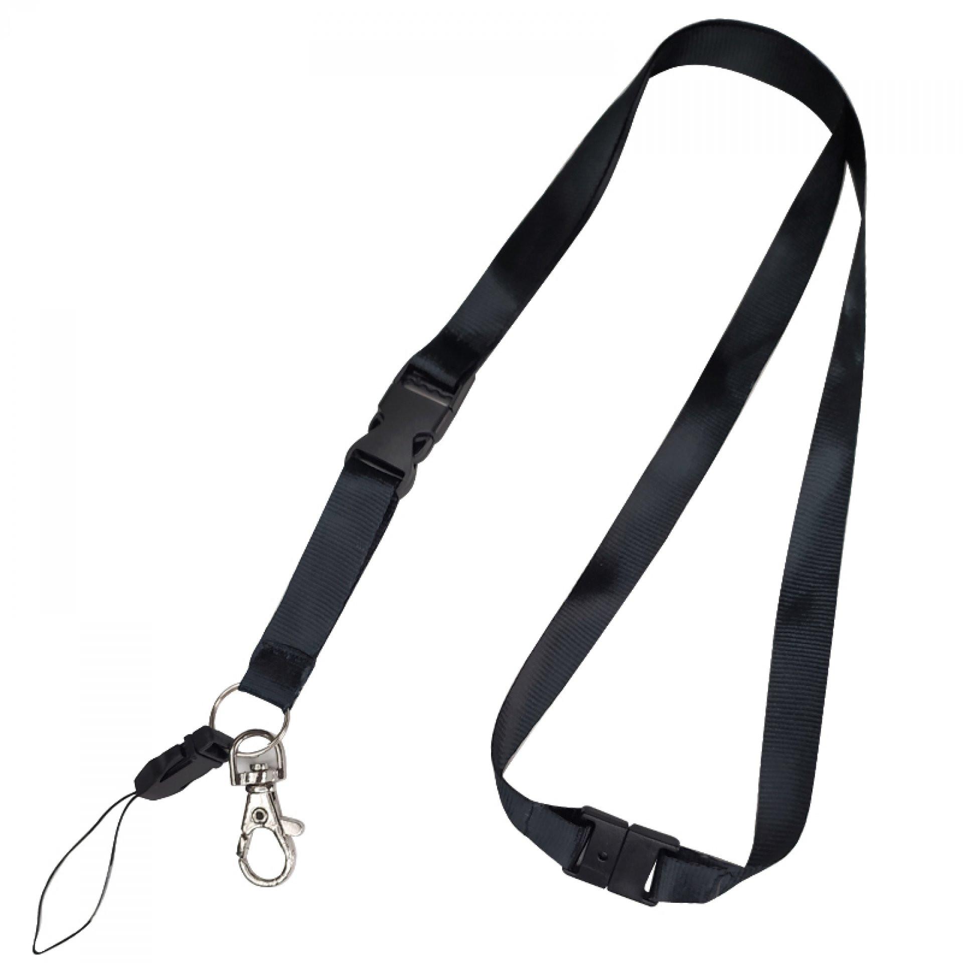 Cinta porta carnet con boton de emergencia NEGRO front