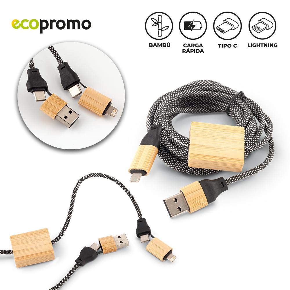 Cable multicargador eco fast 65w Gris front