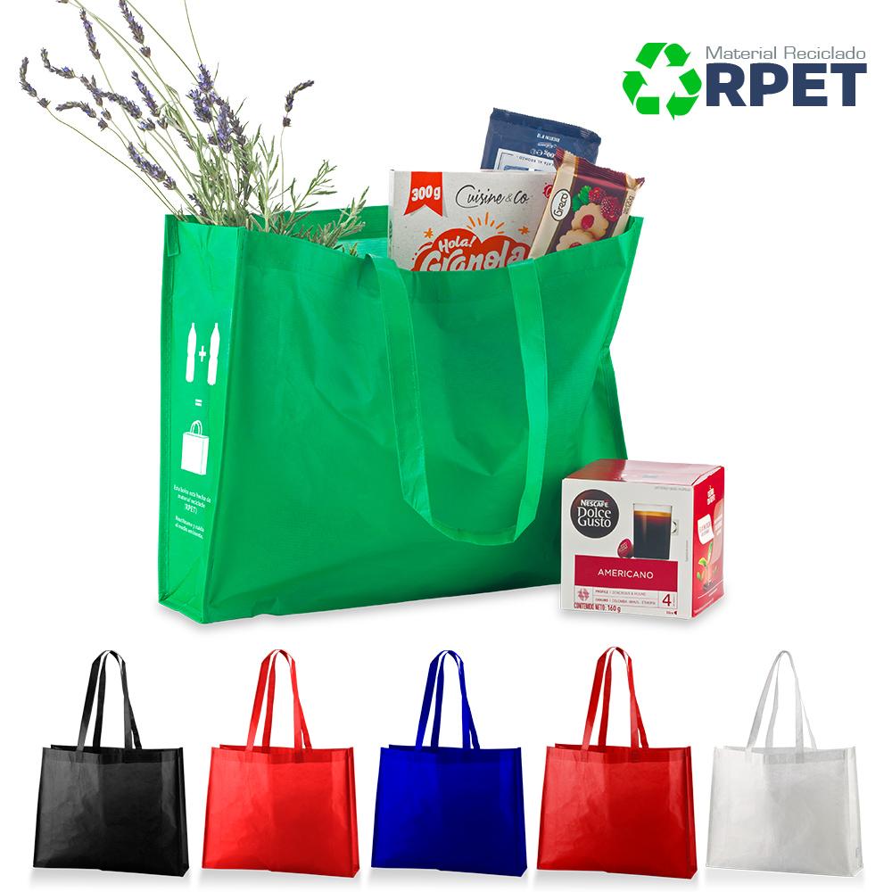 Bolsa ecologica laminada en rpet Azul Royal front