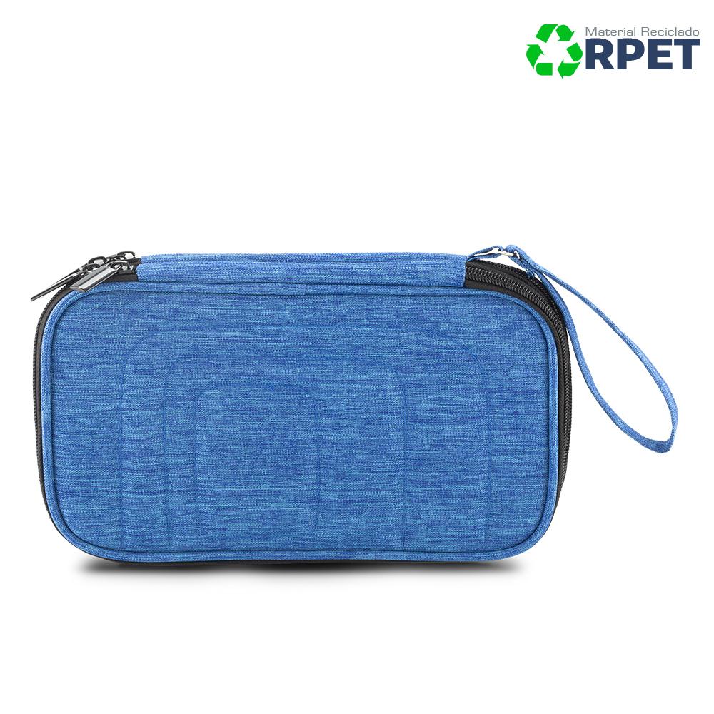 Portadocumentos de viaje y de cables rpet Azul Royal front