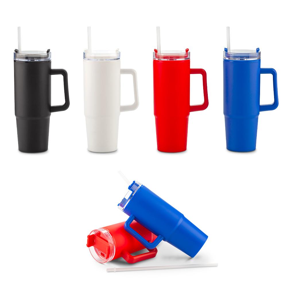 Mug plástico doble pared chester 880ml Blanco front