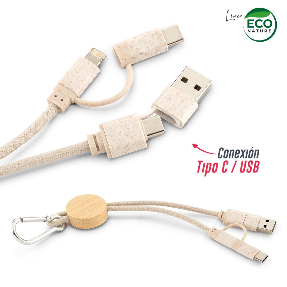 Cable multicargador cotton Natural front