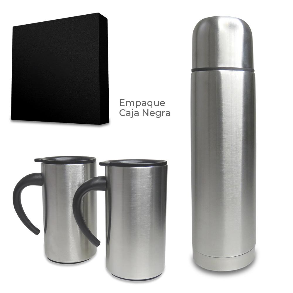 Set de mugs con termo cascade Silver front