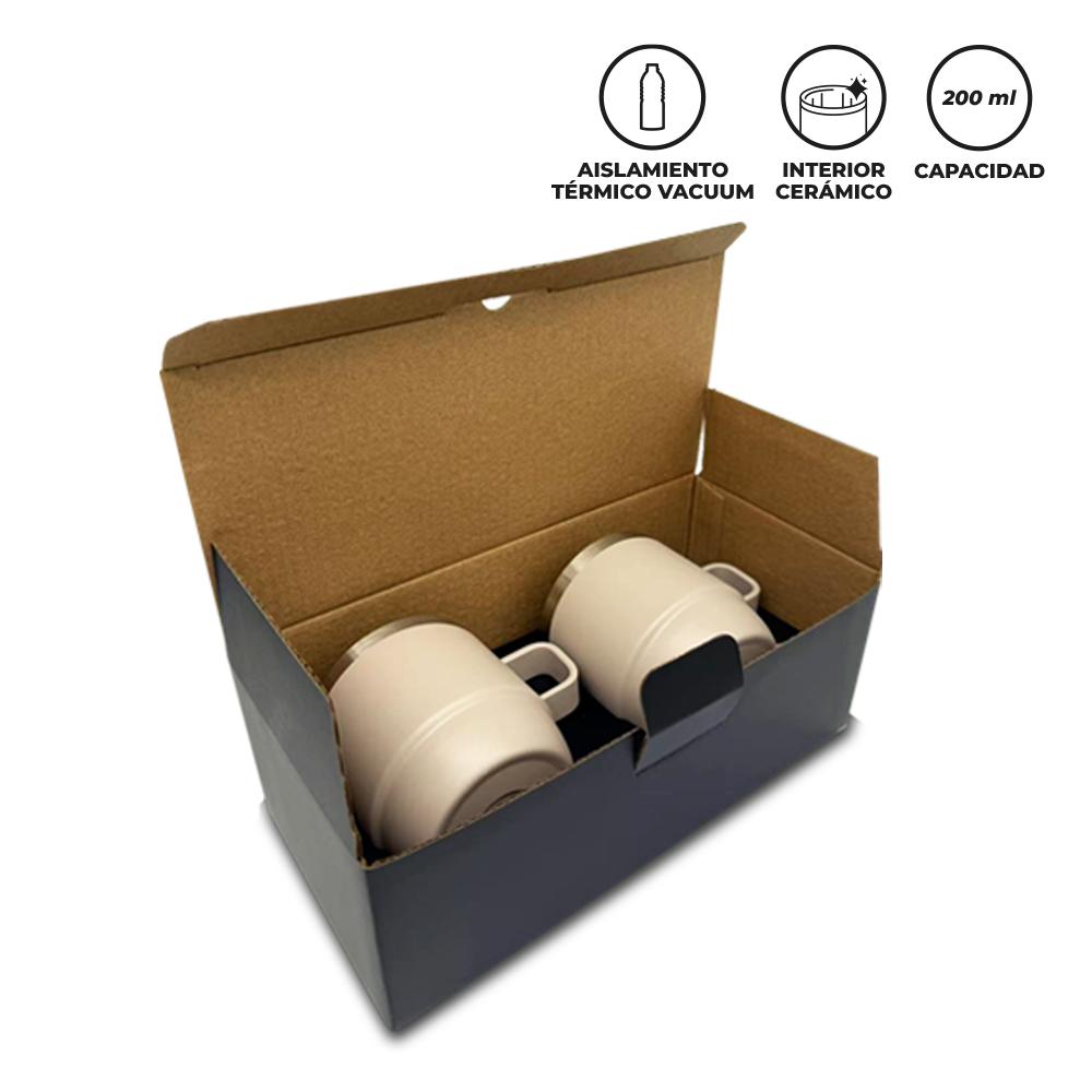 Set de mugs metalicos stylor 200 ml Marrón Claro miniatura 5