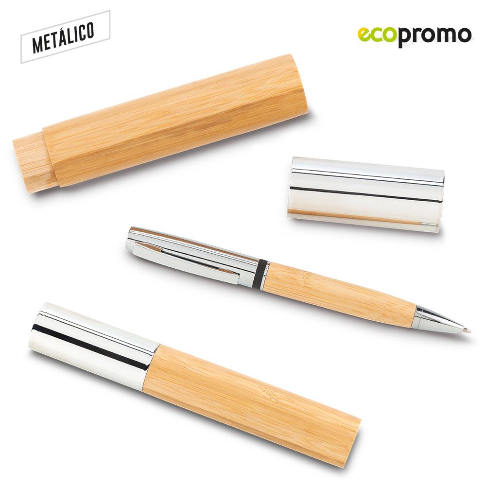 Boligrafo vardis bamboo Silver-bambú front
