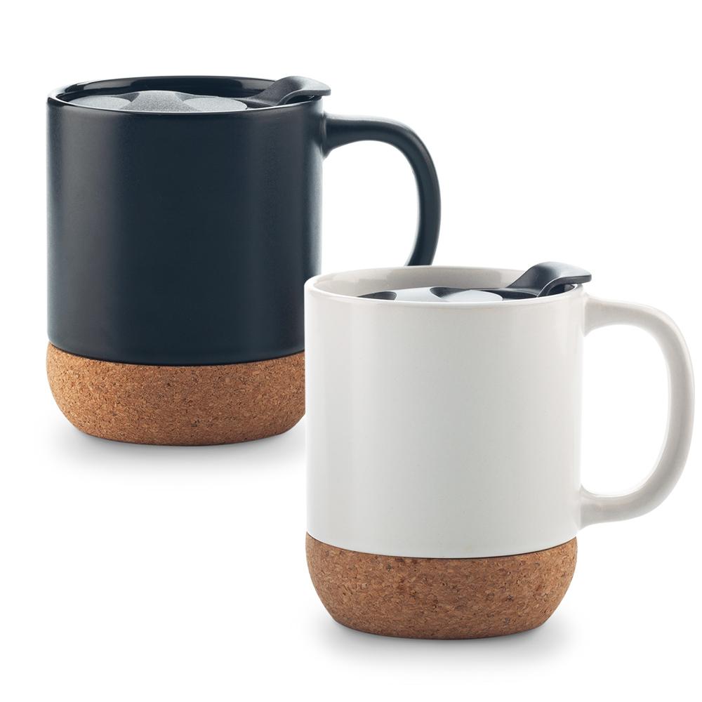 Mug ceramica con corcho 11 oz Blanco front