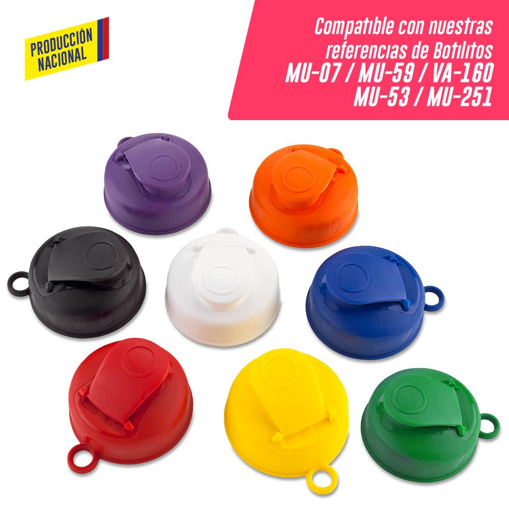 Tapa pestaña para botilito mu-07 - mu-59 produccion nacional Blanca front