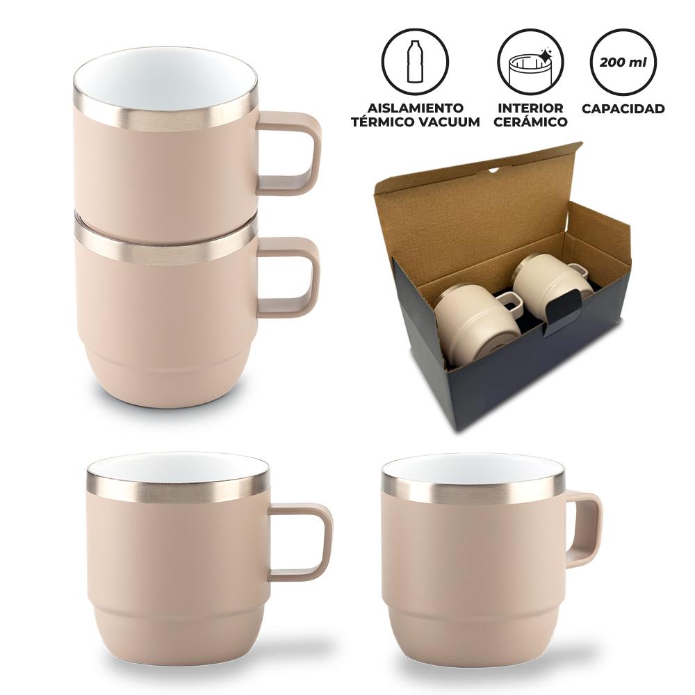 Set de mugs metalicos stylor 200 ml Marrón Claro front