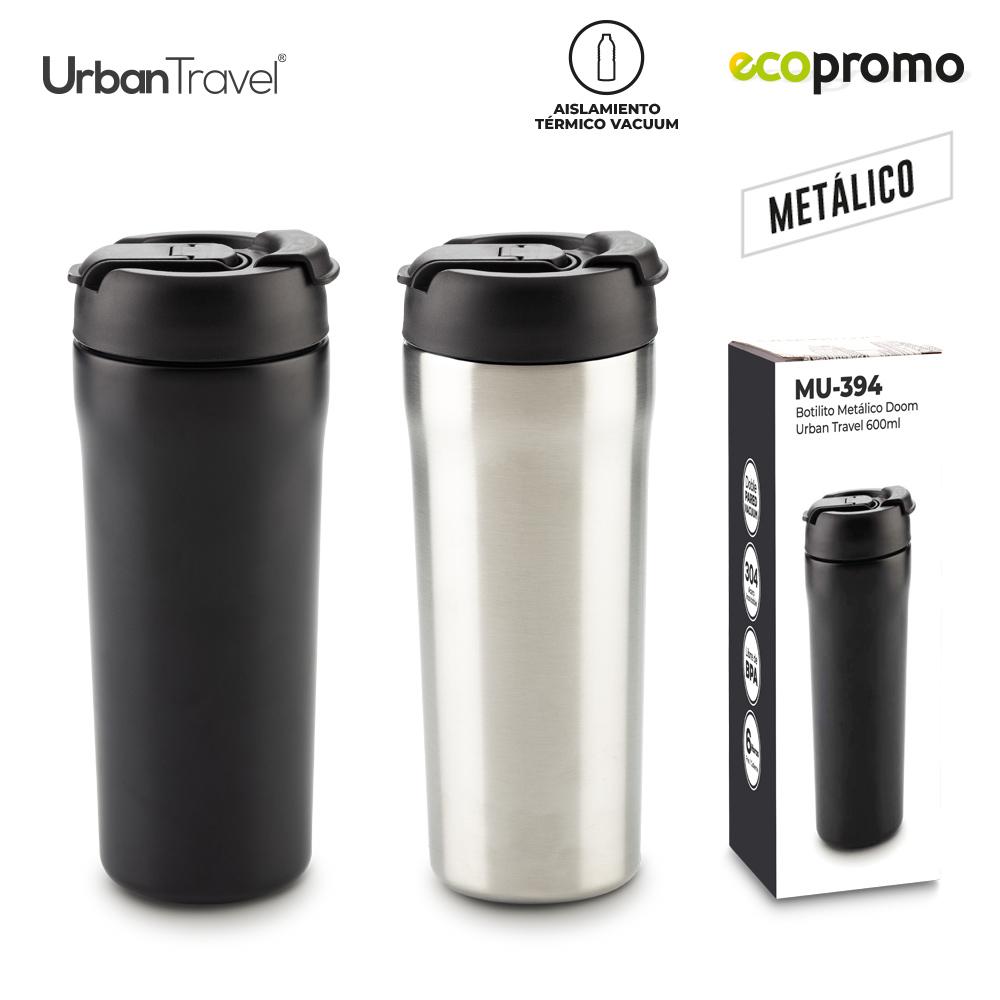 Botilito metálico doom urban travel 600ml Negro front