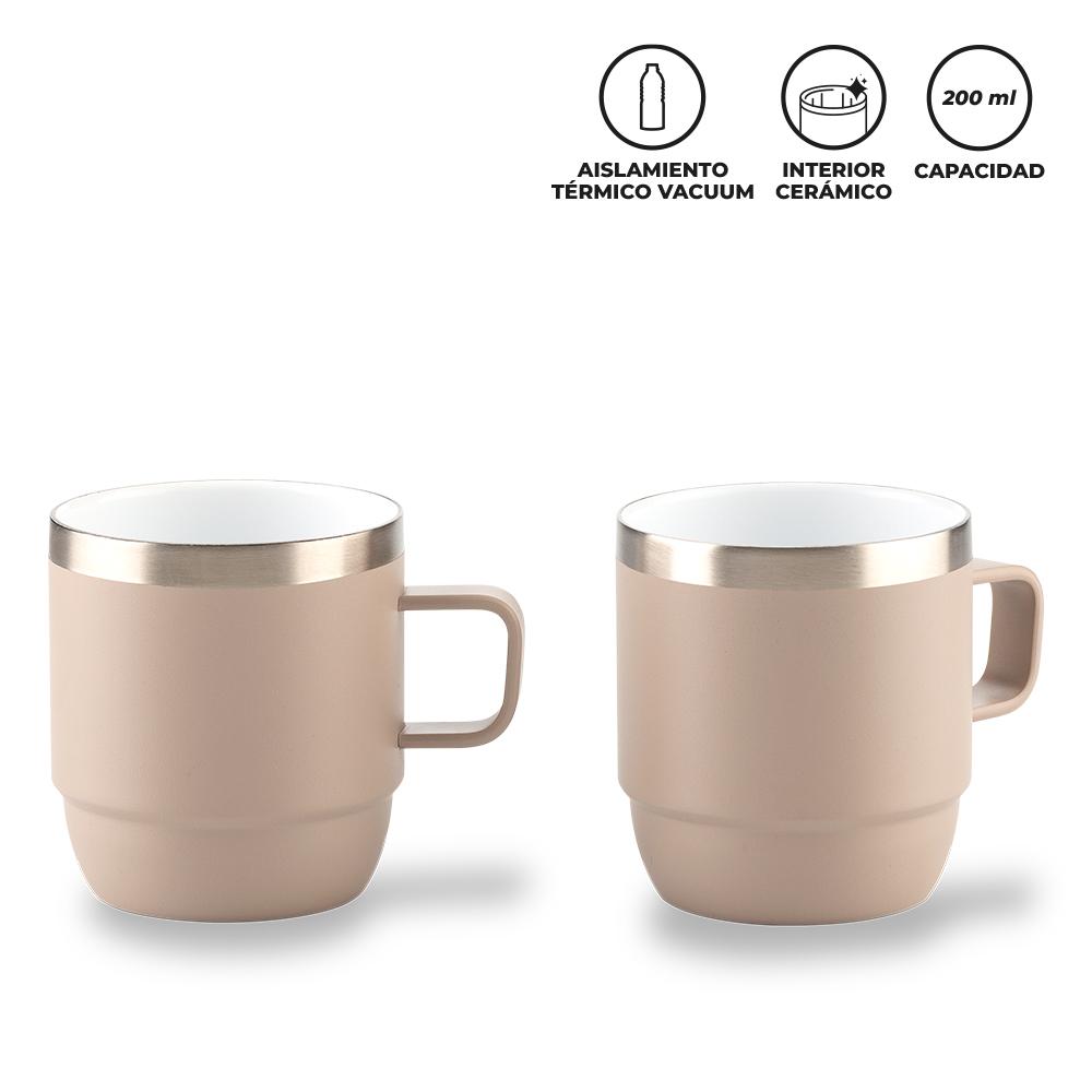 Set de mugs metalicos stylor 200 ml Marrón Claro miniatura 4