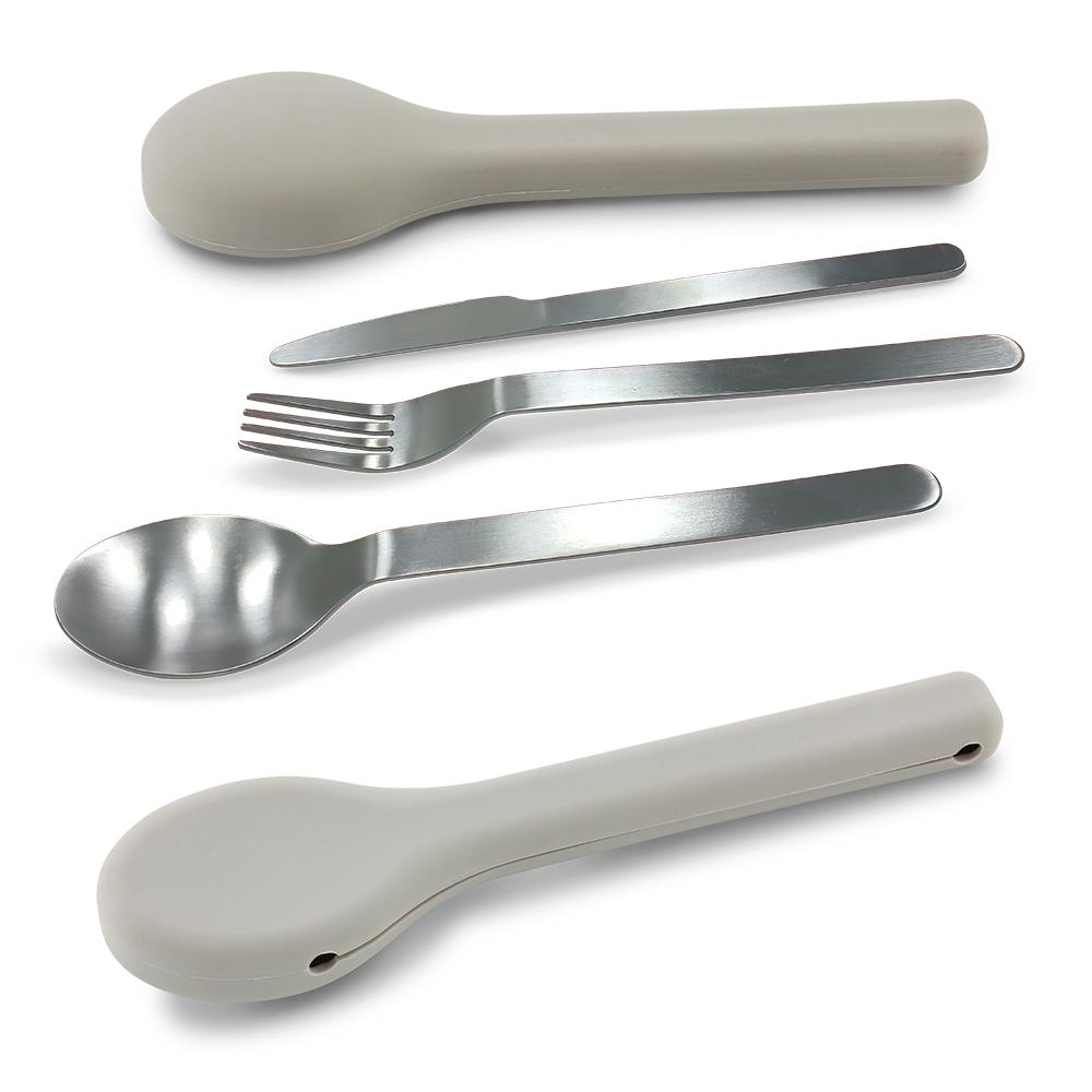 Set de cubiertos en acero Gris front