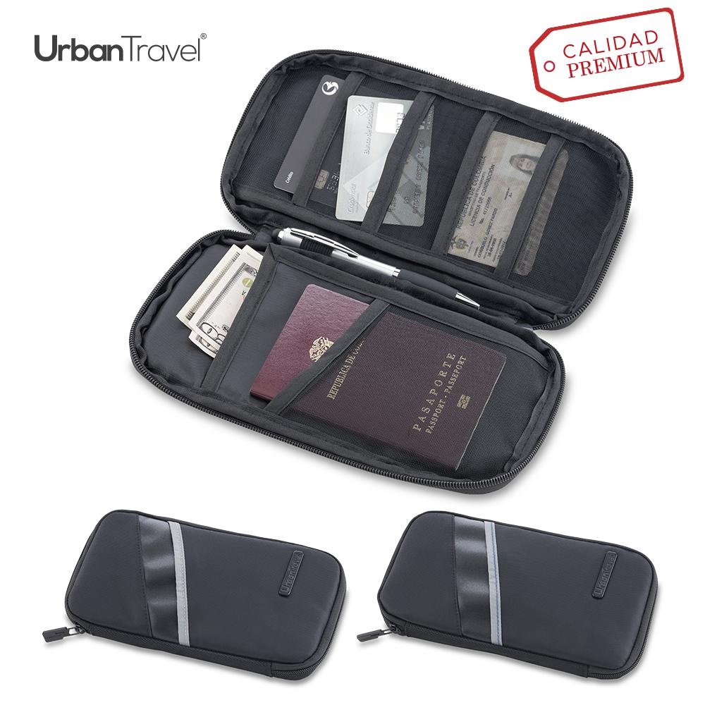 Portapasaporte vester urban travel Negro-gris front