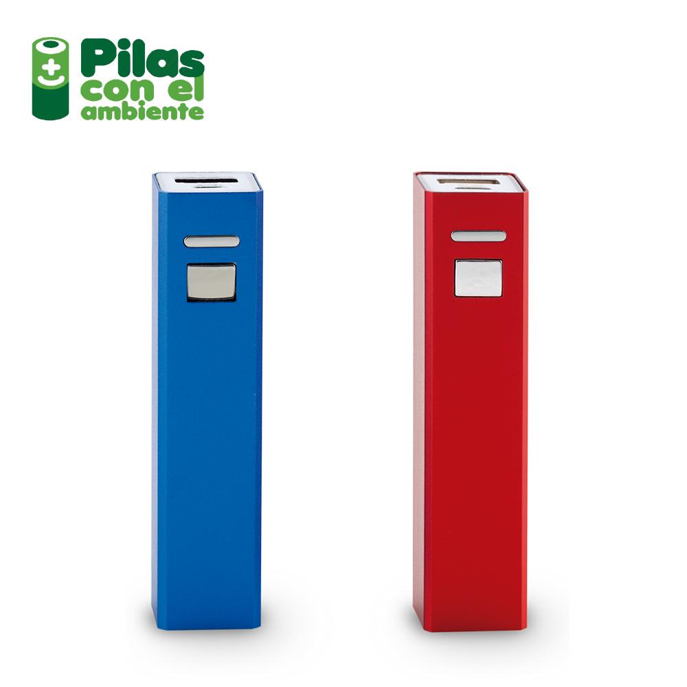 Pila recargable power bank con boton 2200mah Azul miniatura 4