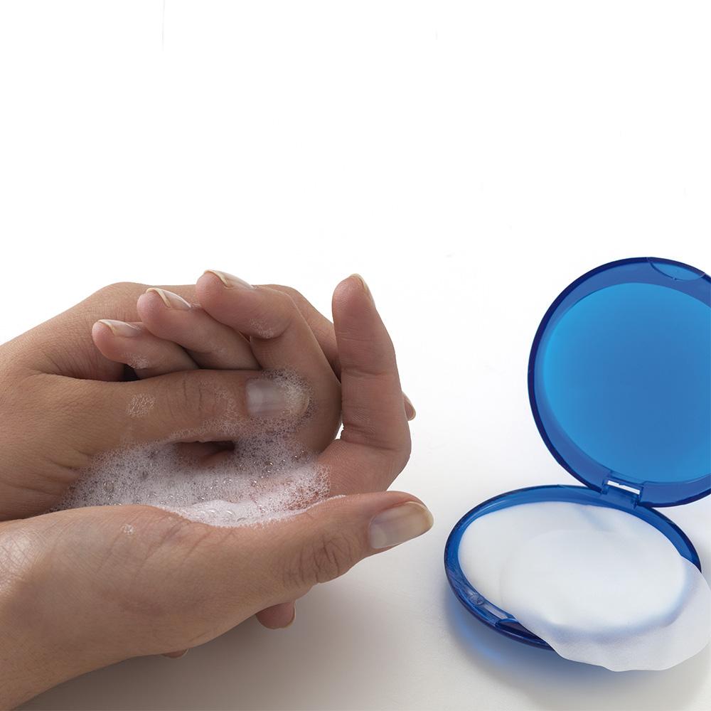 Hojas de jabon antibacteriano con estuche Azul transparente (25 hojas) miniatura 5