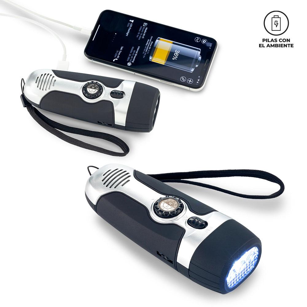 Linterna dinamo con radio Negro front