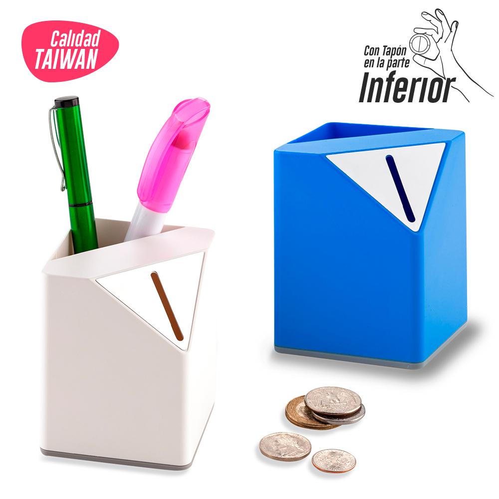Alcancia con portaboligrafo Azul miniatura 2