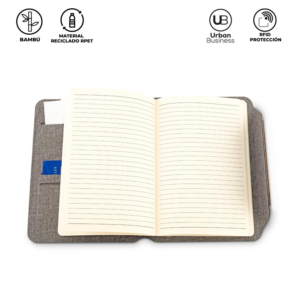 Libreta multifuncional rpet bamboo urban business Gris-Bambú miniatura 3