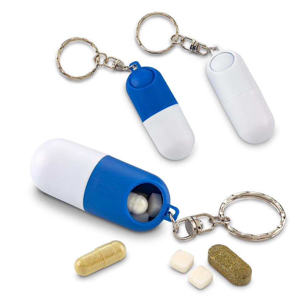 Llavero pastillero capsula Blanco front