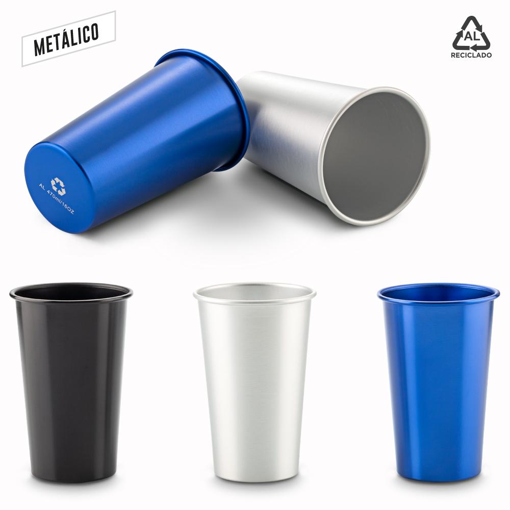 Vaso en aluminio eco 450ml Silver front