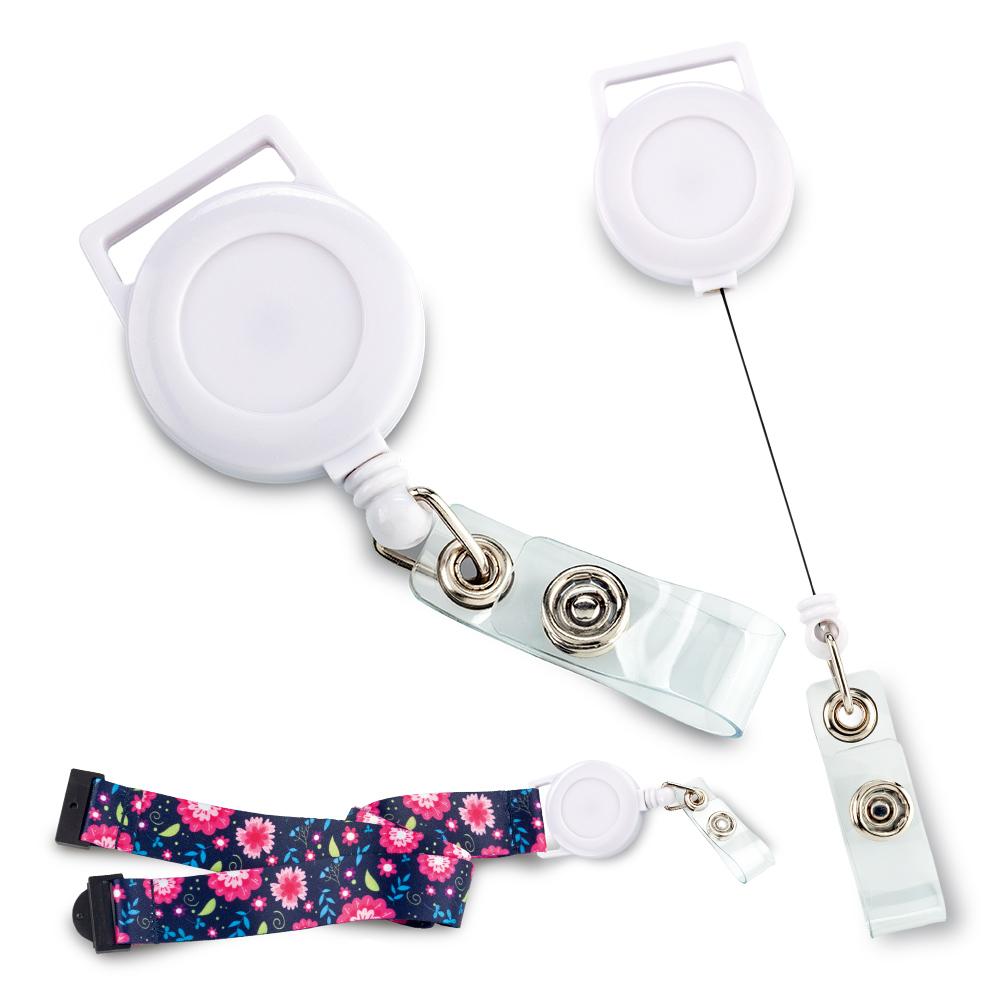 Portaidentificador para cinta portacarnet redondo Blanco front