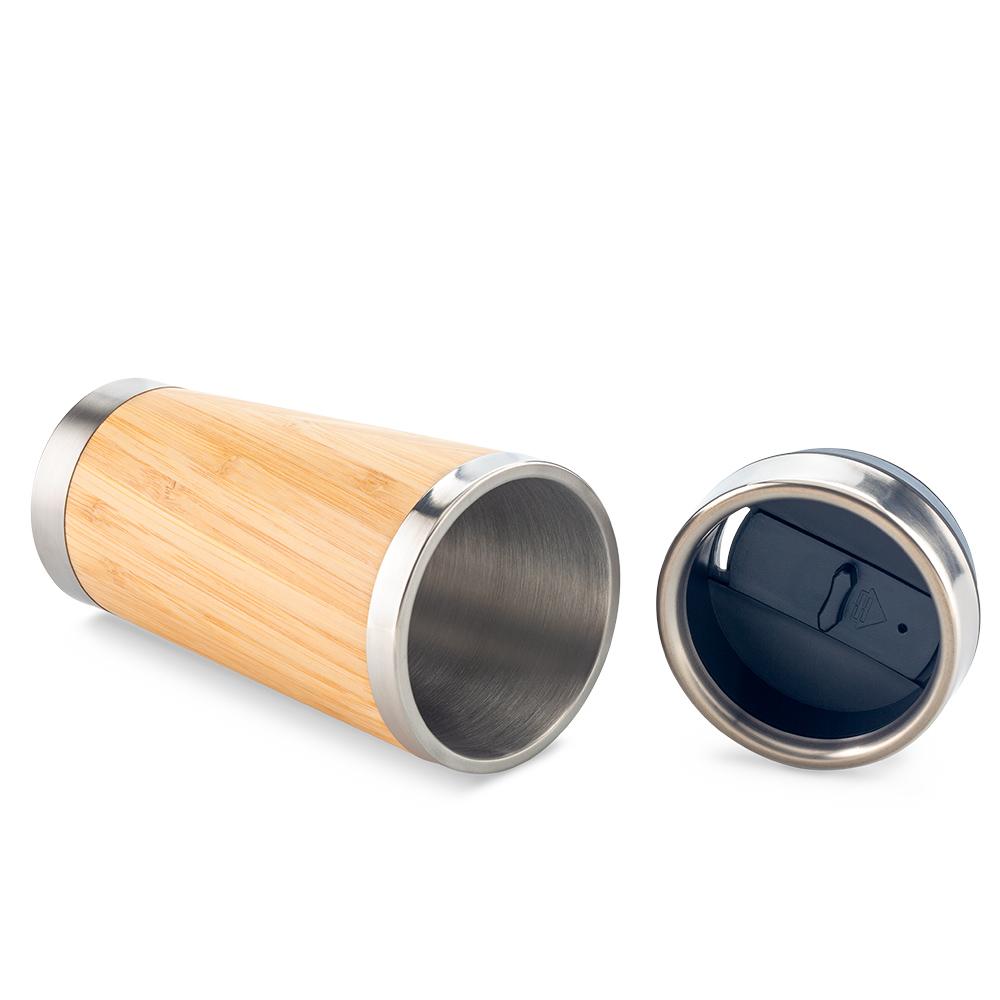 Mug metalico con bamboo 500ml Silver-Bamboo miniatura 3