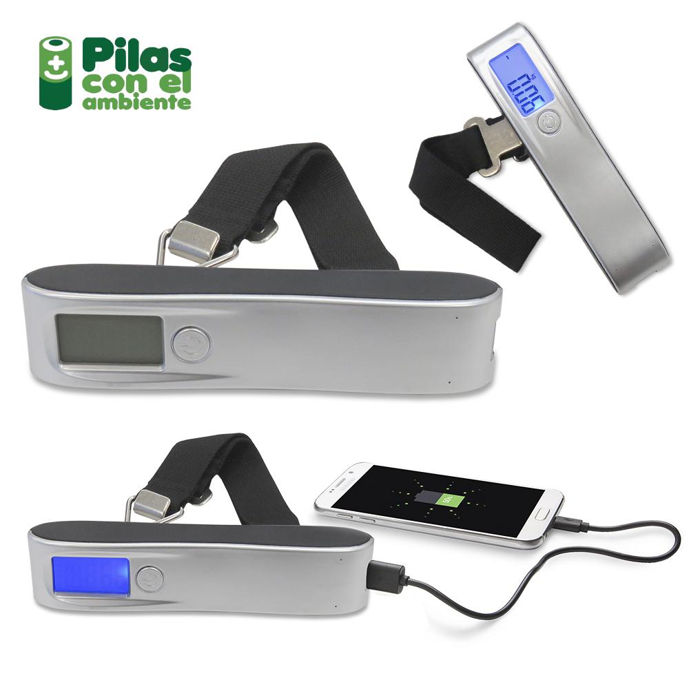 Pila recargable 2600 mah con pesa de equipaje ii Silver front