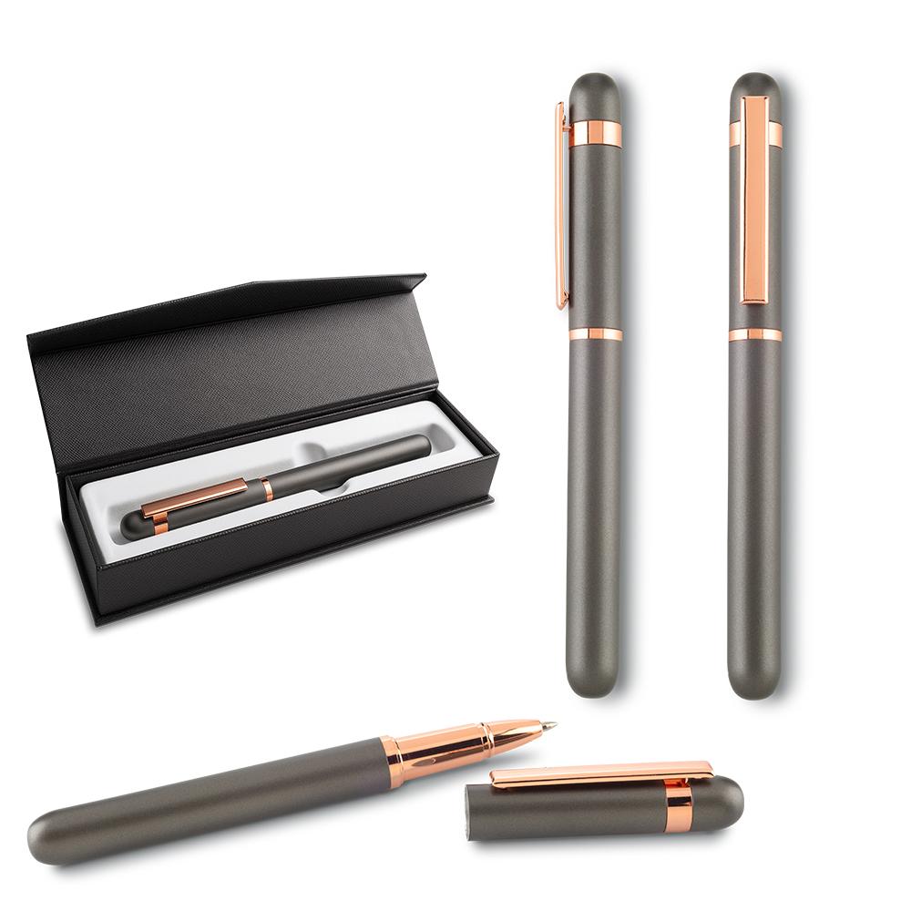 Boligrafo roller delphi Gris - Rosado front