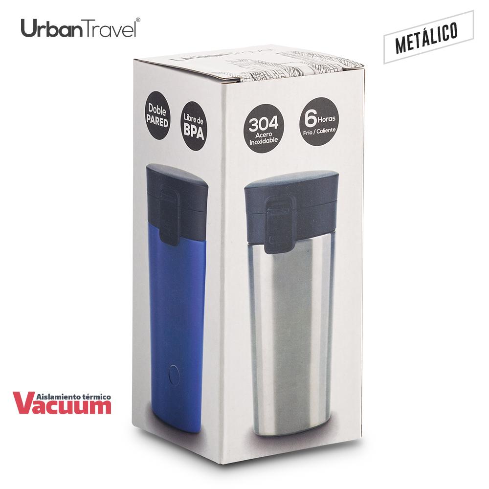 Mug metalico doble pared coffee urban travel 380ml Azul miniatura 7
