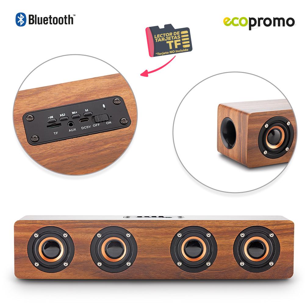 Speaker bluetooth retro bamboo Madera front