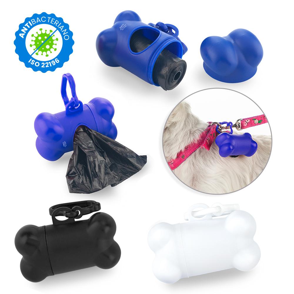 Dispensador de bolsas bone material antibacteriano Azul front