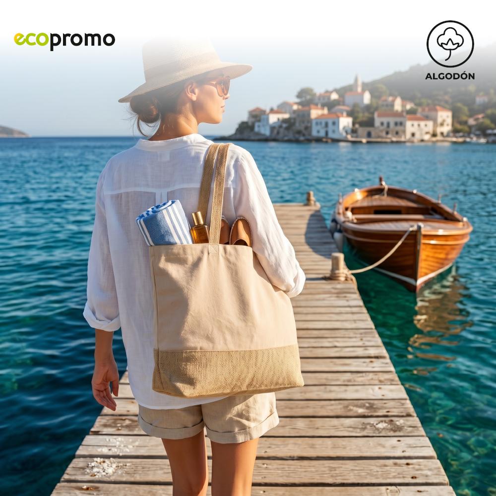 Bolsa en algodón y yute ecotote nuevo Natural miniatura 3