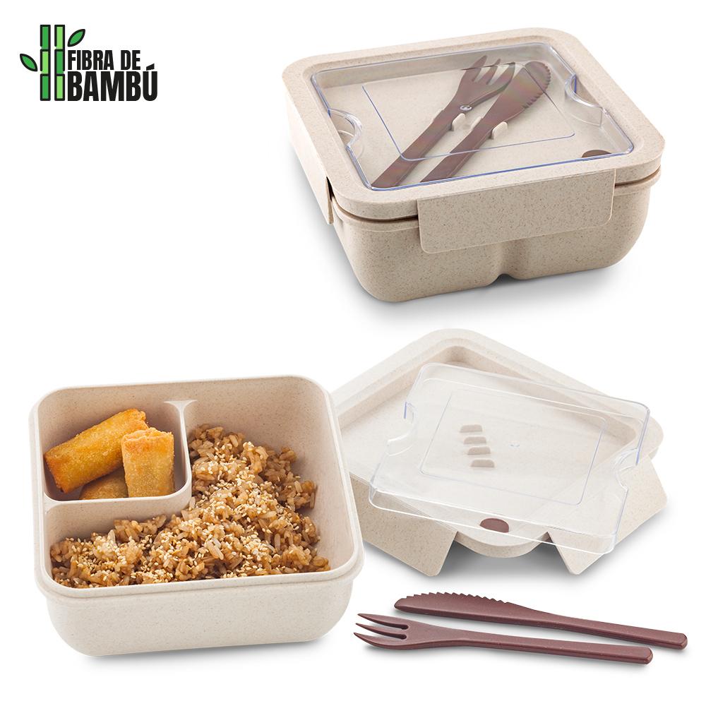 Portacomidas con cubiertos eco davis Natural front