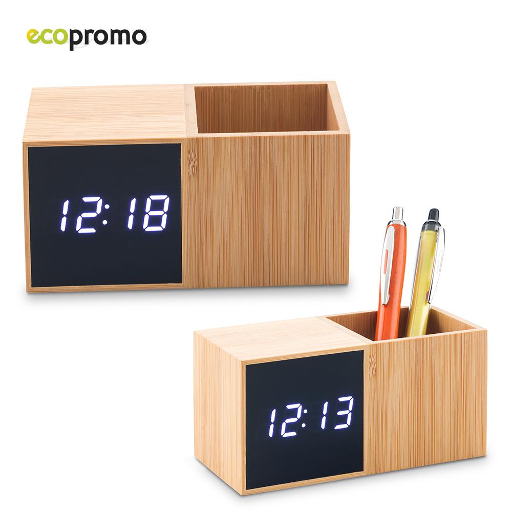Reloj con portaboligrafo bamboo Bamboo front