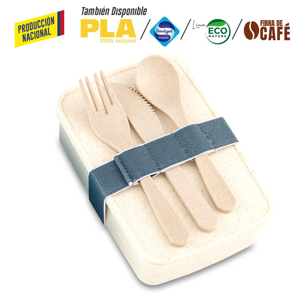 Portacomidas con cubiertos eco square ii -produccion nacional produccion nacional Azul miniatura 4