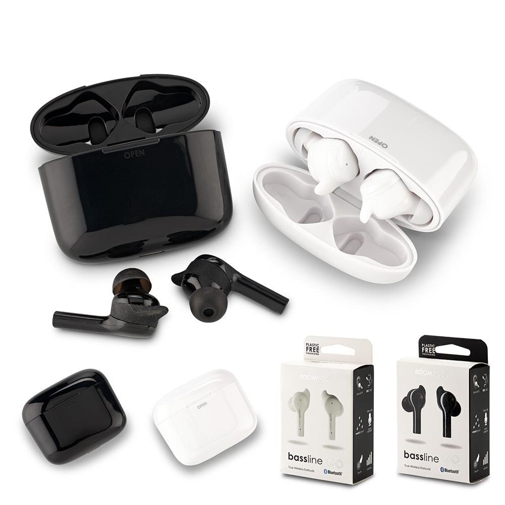 Audifonos bluetooth bassline go boompods Negro front