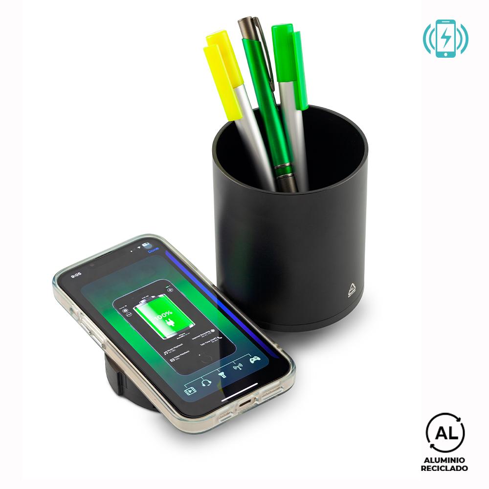 Cargador inalámbrico en aluminio reciclado Negro miniatura 3