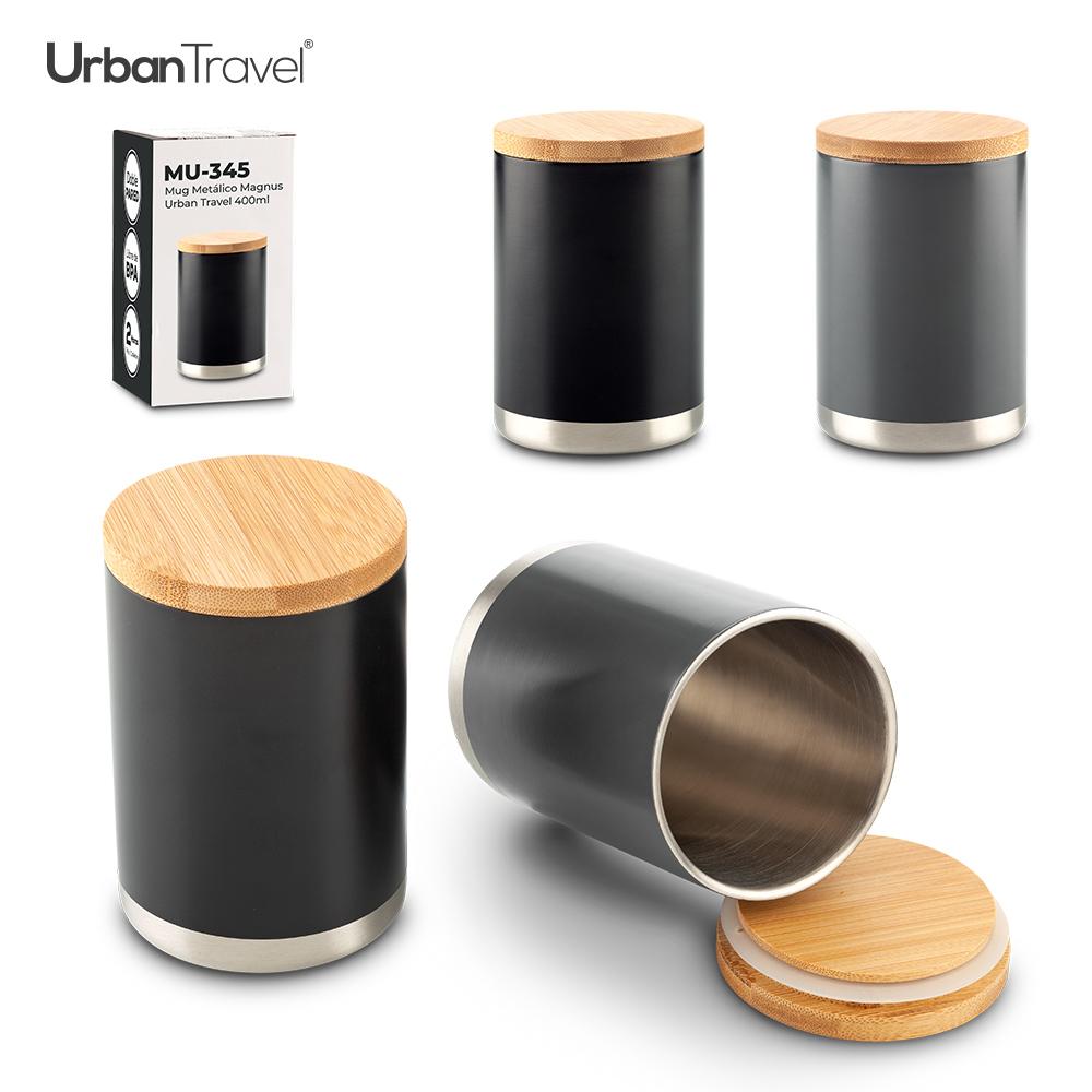 Mug metalico magnus urban travel 400ml Gris front