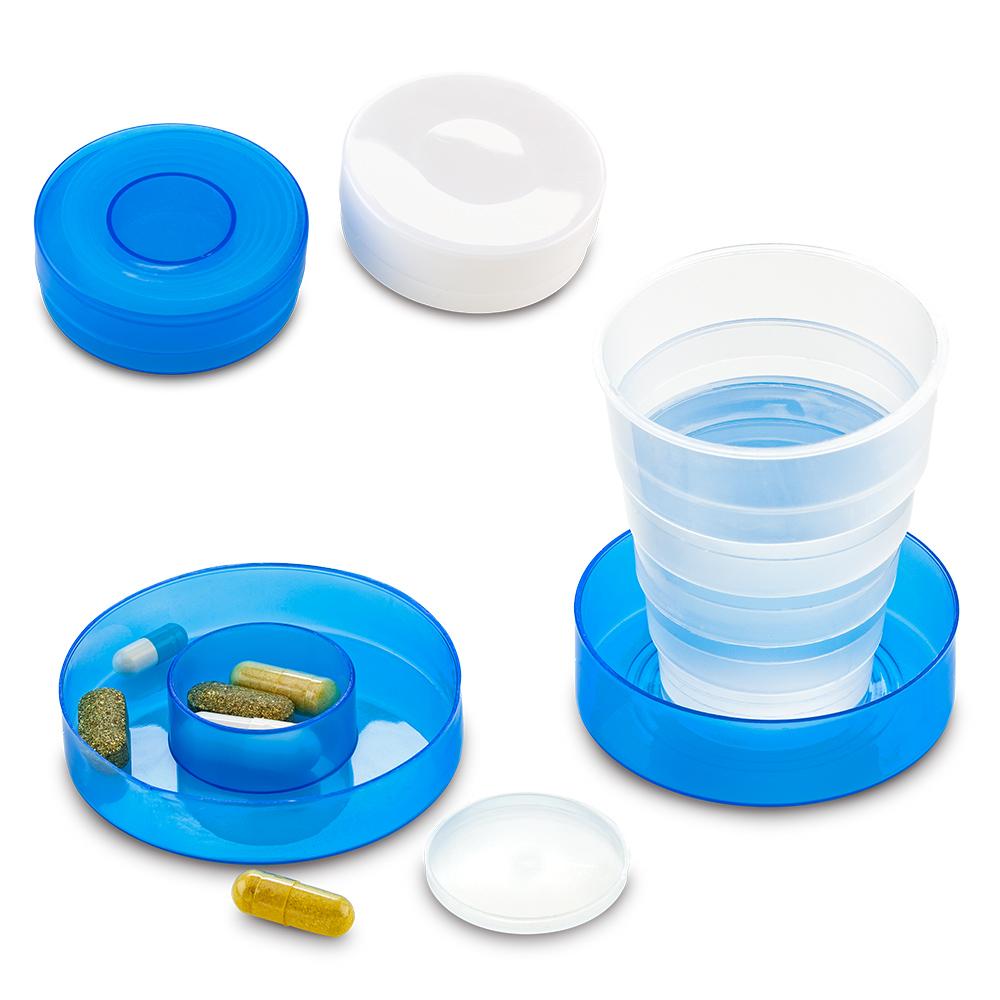 Pastillero vaso 2 en 1 Azul front