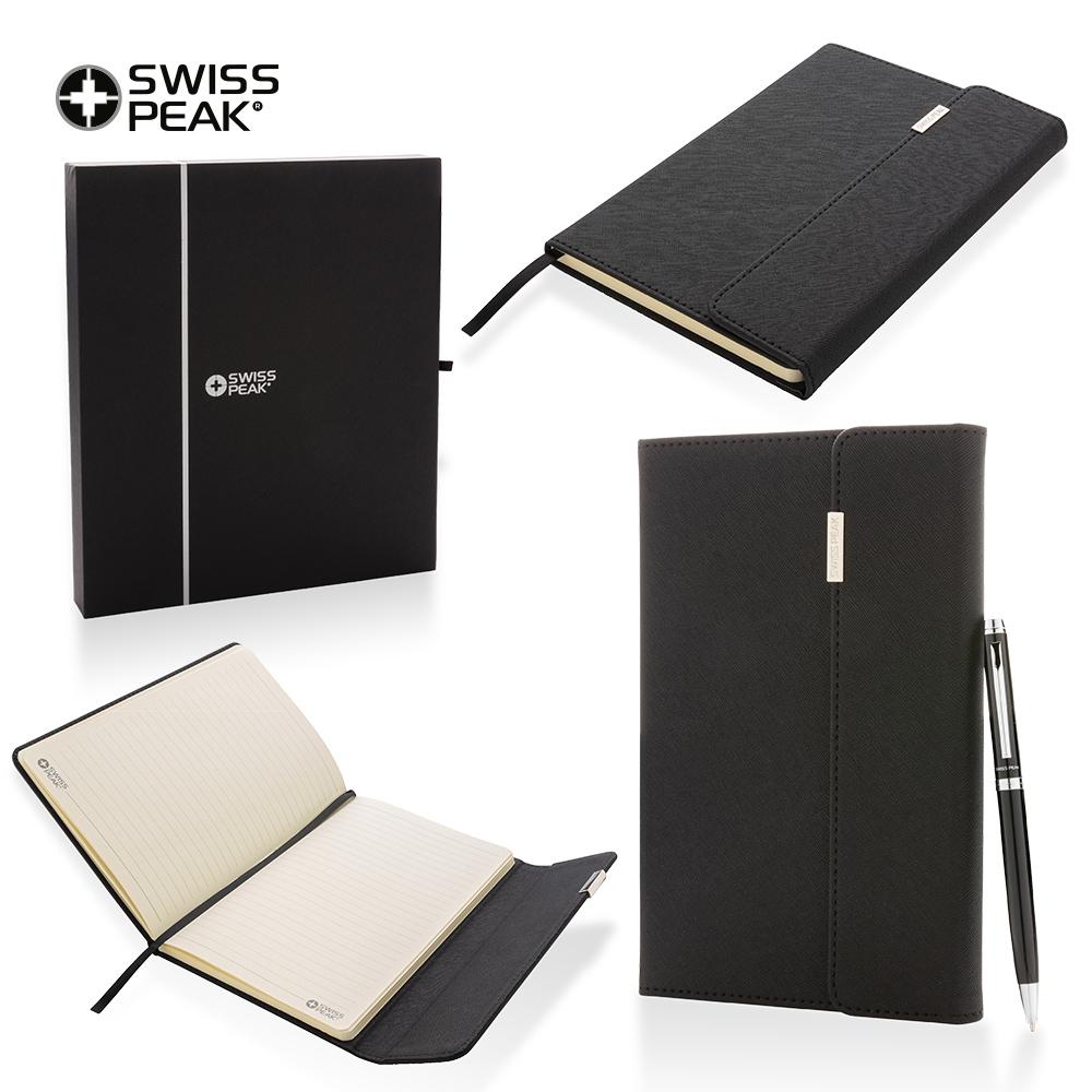 Set de bolígrafo y libreta swisspeak lux Negro front