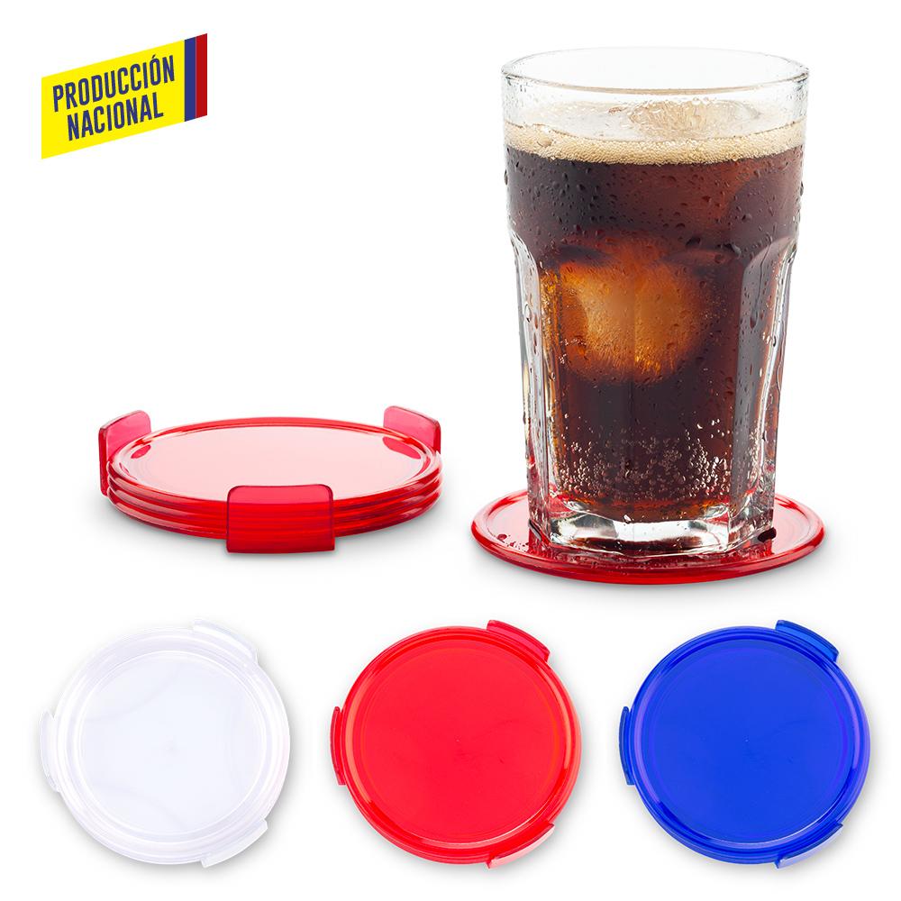 Portavasos plastico set x 4 y base - produccion nacional produccion nacional Rojo Mate miniatura 2