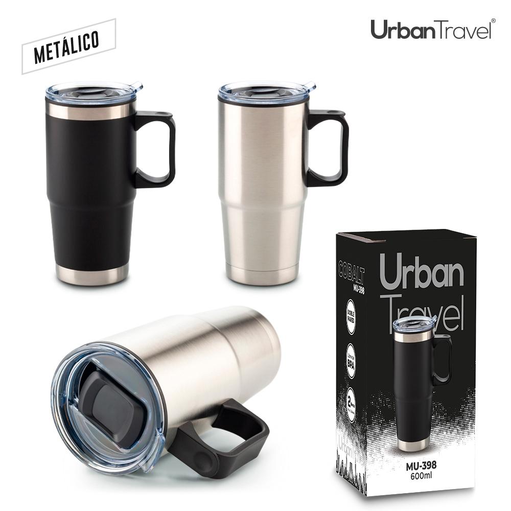 Mug metálico cobalt urban travel 600ml Silver front
