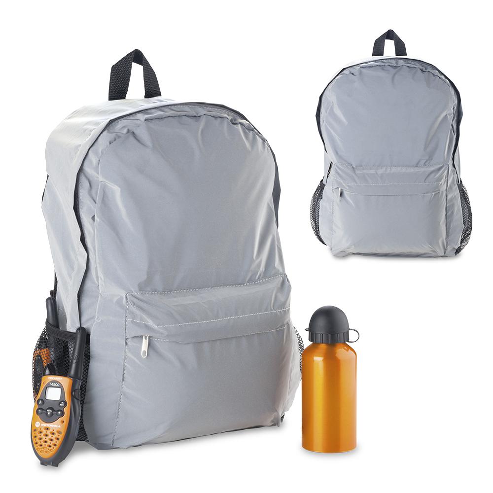 Morral backpack reflective Silver front