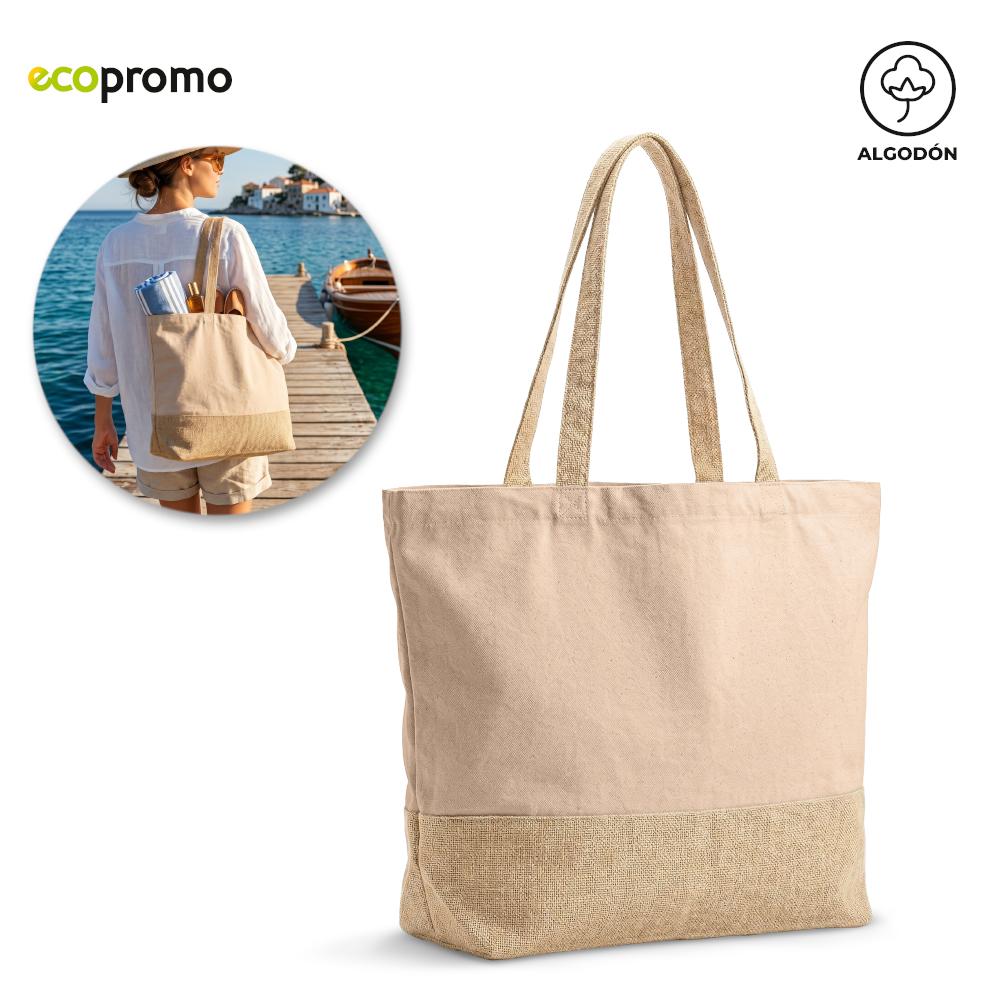 Bolsa en algodón y yute ecotote nuevo Natural miniatura 2
