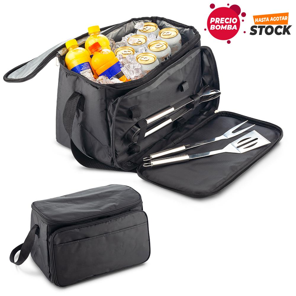 Nevera lonchera con set bbq Negro front