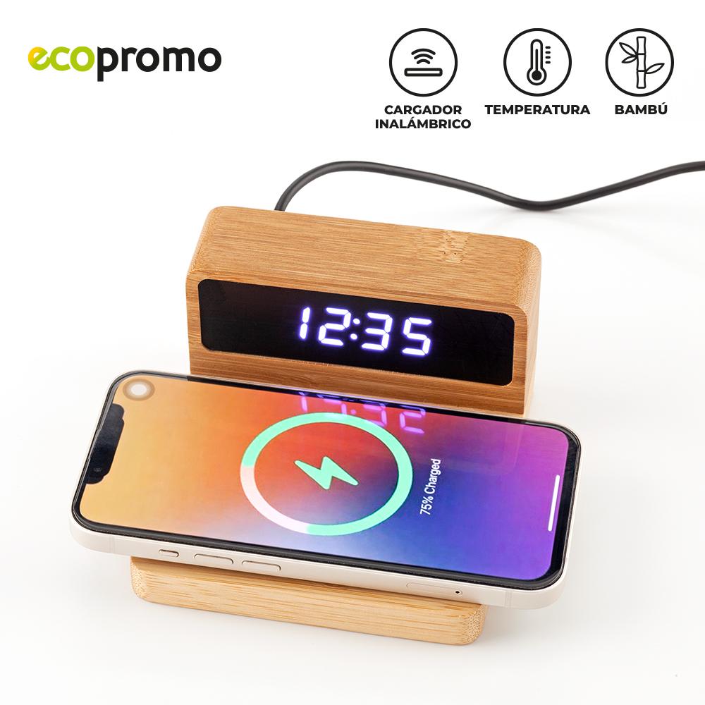 Cargador inalambrico bamboo clock Natural miniatura 3