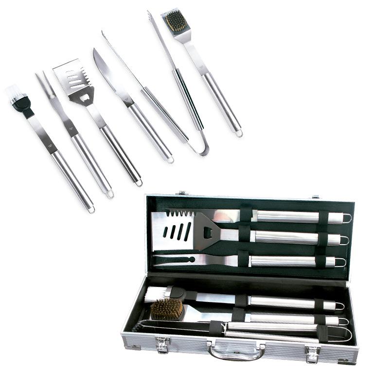 Set de bbq en aluminio 6 piezas Silver front